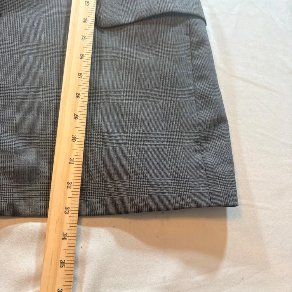 Brooks Brothers Brooksease Blazer Mens 43L Grey Glen Plaid Wool Sport Coat